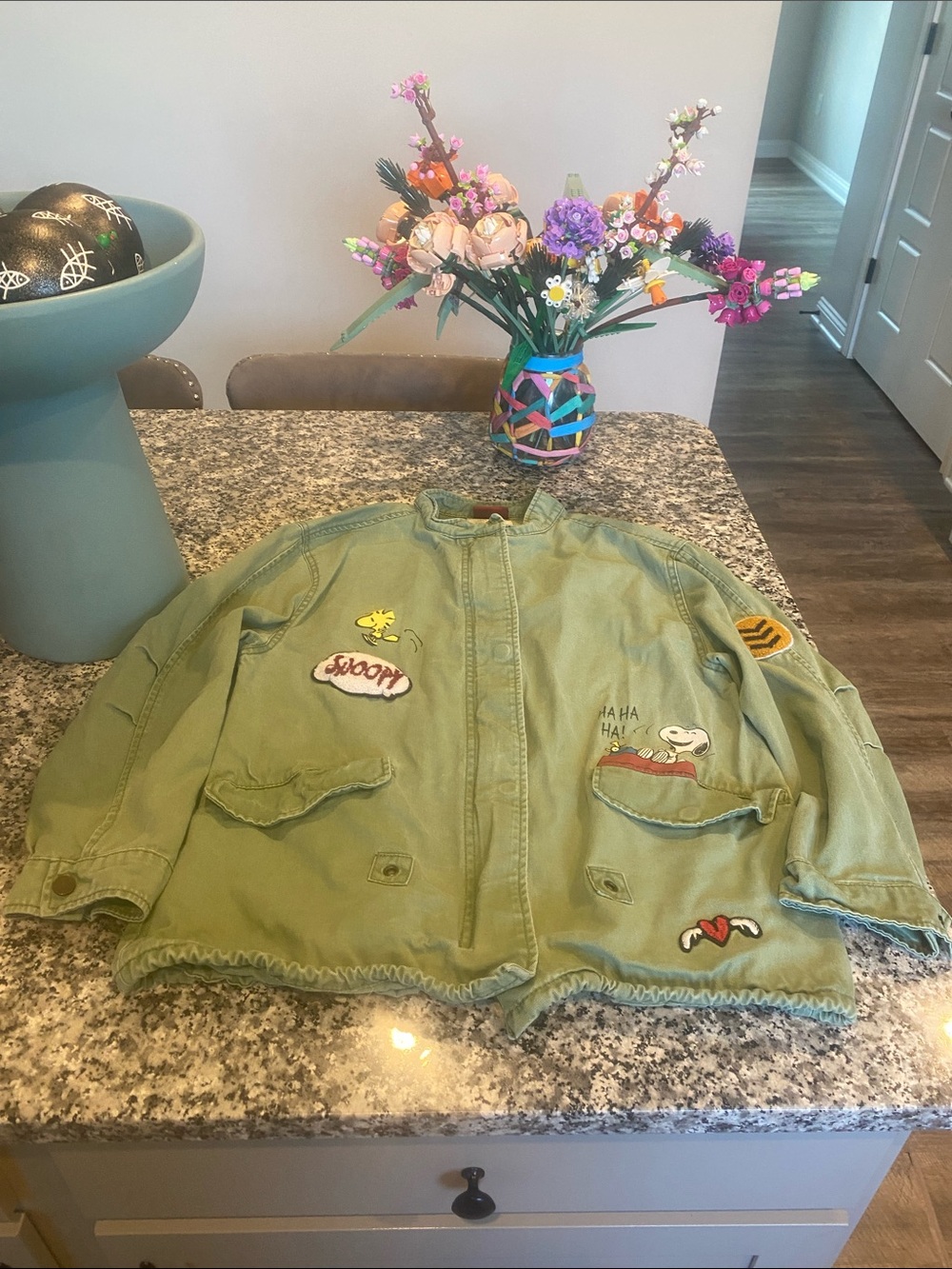 ZARA PEANUTS distressed Snoopy Woodstock Jacket